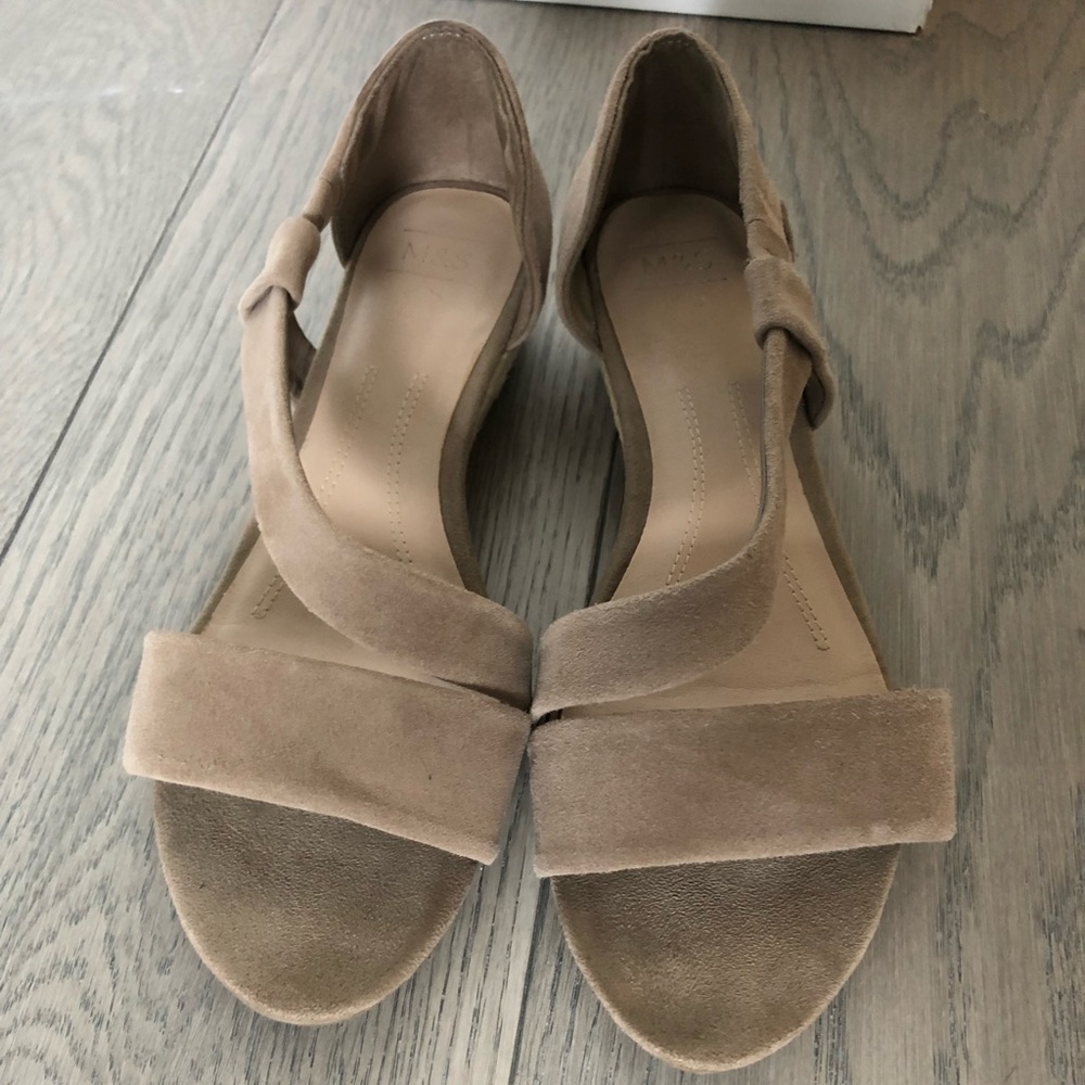 Marks & Spencer Suede Nude Sandals with mini wedge in size 7